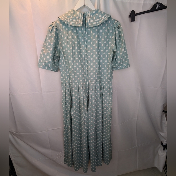 Laura Ashley Vintage Blue Polka Dot Sailor Dress Size 12 In EUC - Picture 11 of 14